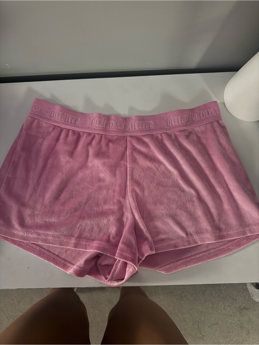 Juicy Couture Pink Velour Lounge Shorts with Branded Waistband